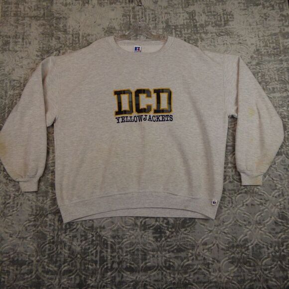 Vintage DCD Yellowjackets Sweatshirt Adult 2XL XXL Russell Made In USA Crewneck - Picture 1 of 12